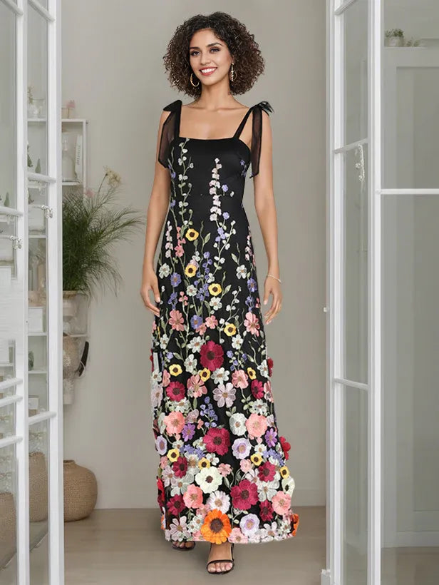 Prom Dresses Stores A-line/princess Spaghetti Straps Sleeveless Floor-length Evening Dresses With Embroidery Formal Women's Dresses